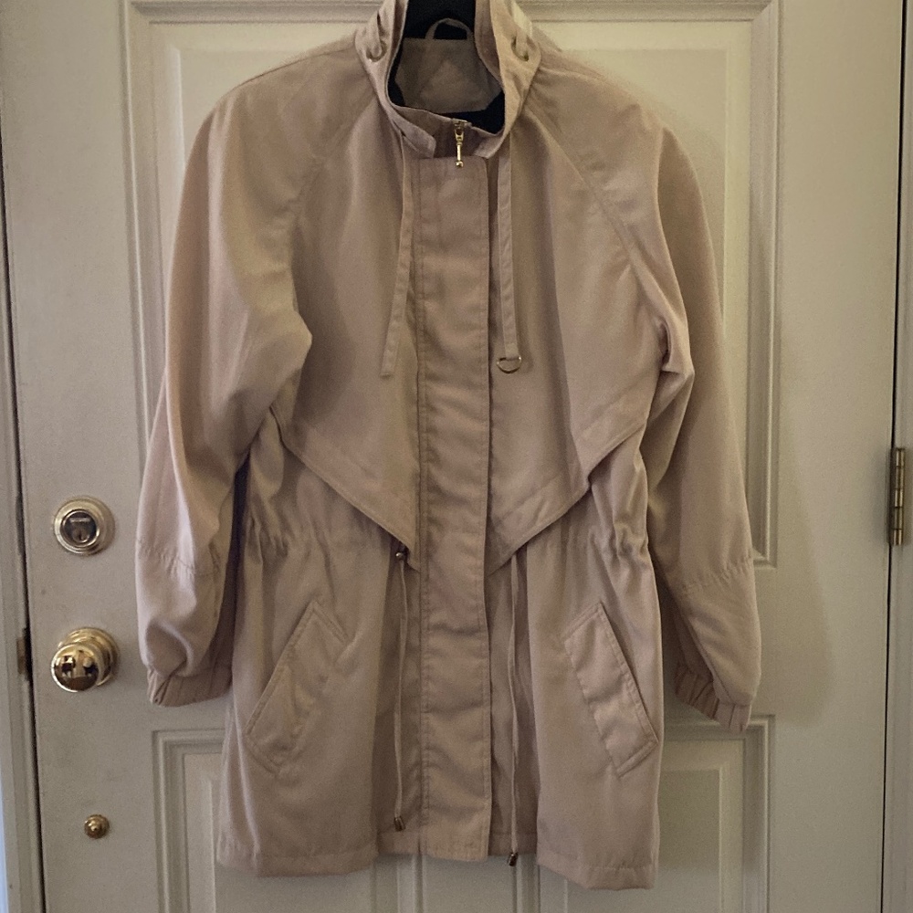 Andy Johns Double Collar Anorak/Drawstring Closures/Beige/Black/M/NEW/NEVER WORN